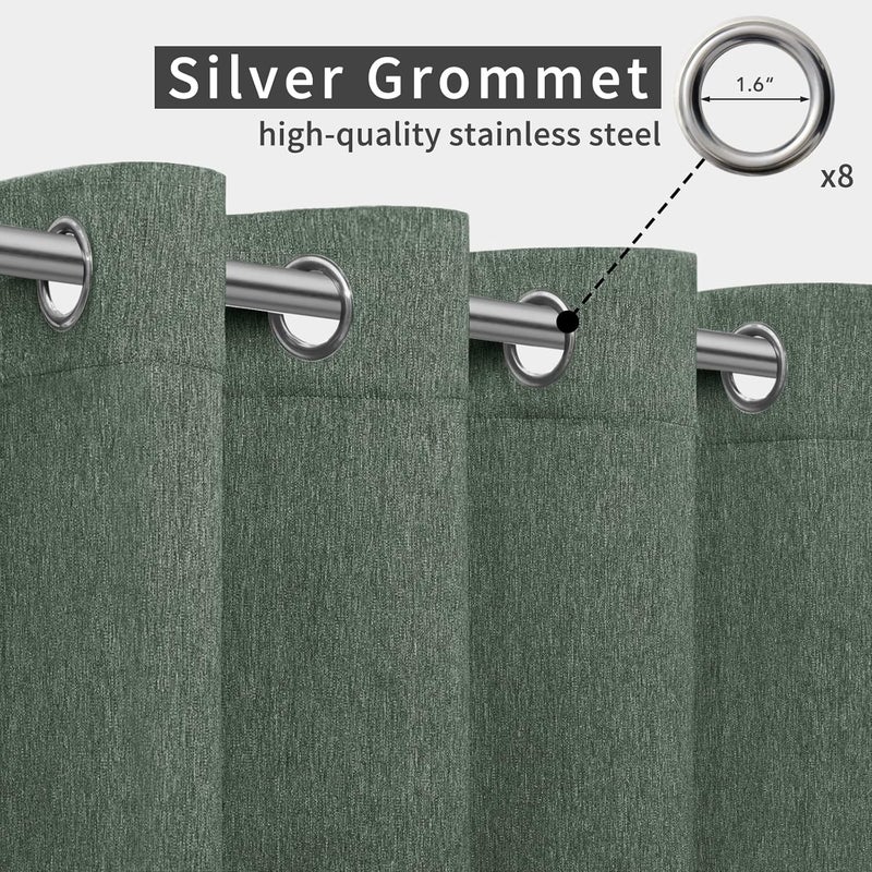 Easy-Going Linen Look Outdoor Curtains Waterproof Windproof Porch Curtains, Soft Thicken Outdoor Privacy Curtains for Patio, Gazebo, Grommet Top and Tab Bottom Drape, 1 Panel, 54x84 inch, Sage Green - Image 3